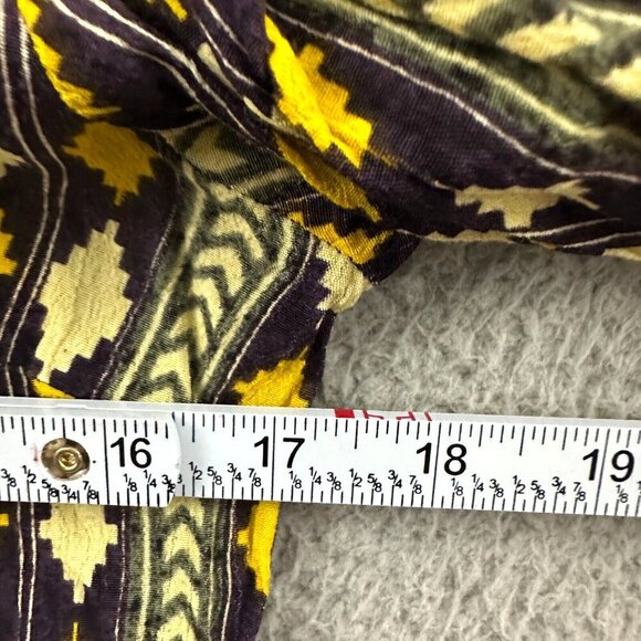 Label Ritu Kumar Shirt Dress  Snaps Button Front Tunic Aztec Purple Mustard - Picture 3 of 16